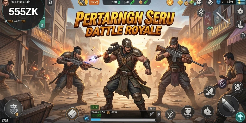 Tampilan gameplay seru dalam pertarungan Battle Royale 555ZK.