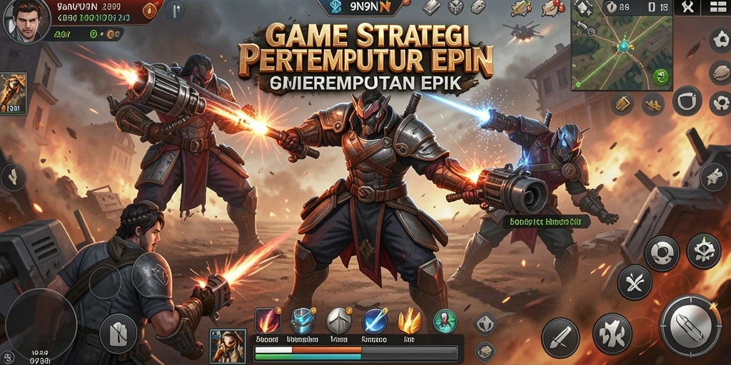 Tangkapan layar gameplay epik dari 9N9N yang menunjukkan strategi pertempuran.