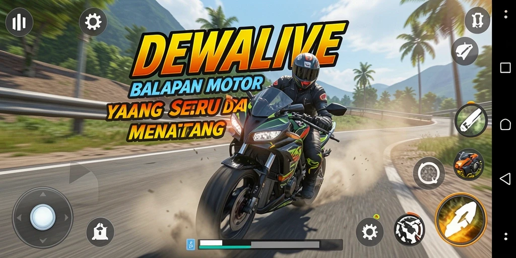 Tampilan gameplay seru dari DEWALIVE saat berkompetisi di trek balap.
