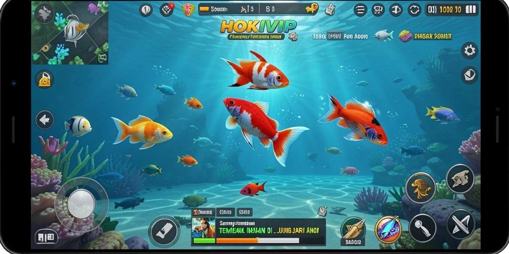 Tangkapan layar HOKIVIP dengan gameplay seru permainan Tembak Ikan.