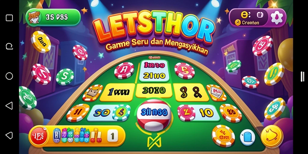 Tampilan gameplay LETSTHOR yang penuh warna dan menarik.