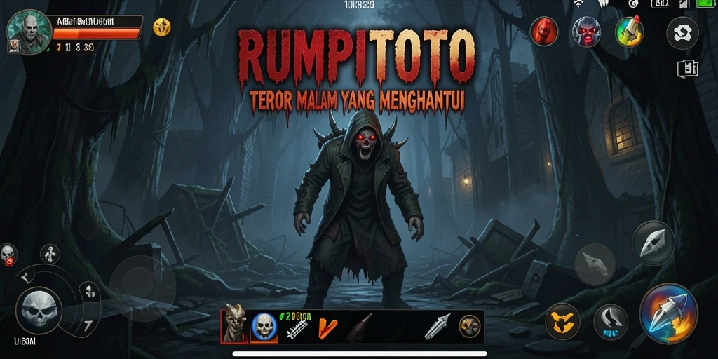 Screenshot gameplay RUMPITOTO yang menampilkan suasana menyeramkan dan misterius.