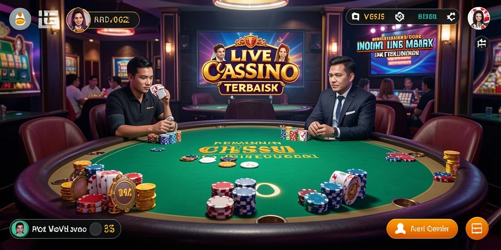 Screenshot gameplay VV62 menampilkan suasana Live Casino yang mendebarkan.